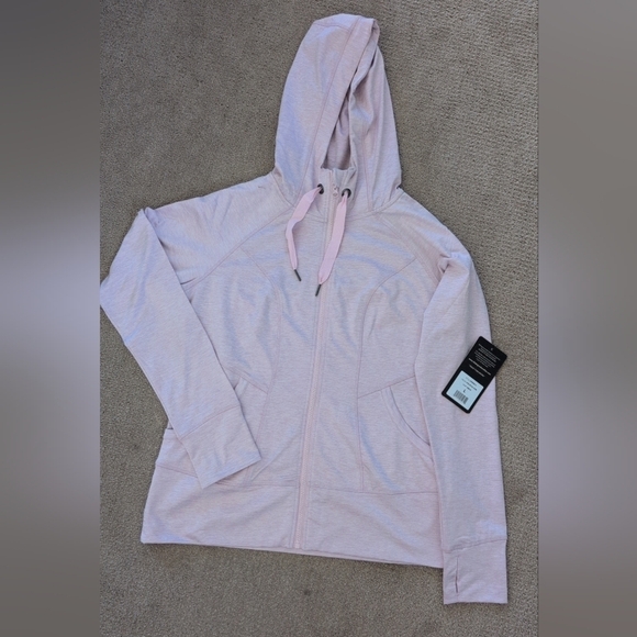 90 Degree By Reflex Jackets & Blazers - 90 Degrees By Reflex Petal Pink Drawstring Hooded Thumbhole Athletic Jacket